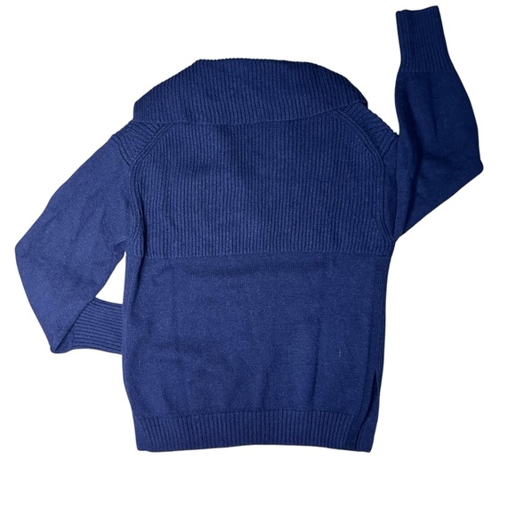 COS 100% Wool Ribbed Sailor Collar Knit Sweater Navy V Neck Women’s XS - Picture 3 of 10